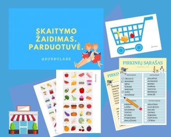 Skaitymo žaidimas. Parduotuvė.