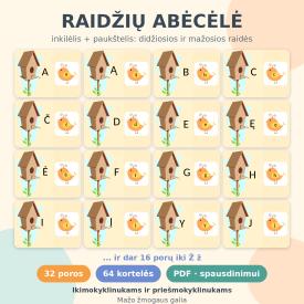 Abecele - inkilai ir pauksteliai, didziosios ir mazosios raides