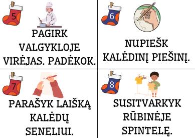 2 tipų advento kalendoriaus kortelės