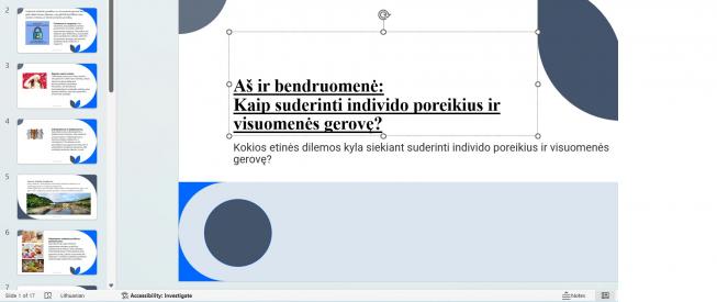 11 klasės tema Aš ir bendruomenė Kaip suderinti individo poreikius ir visuomenės gerovę
