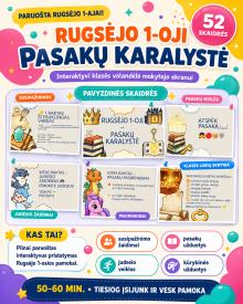 Rugsėjo 1-oji  Pasakų Karalystė šventės planas su veiklomis, žaidimais pasakų tematika