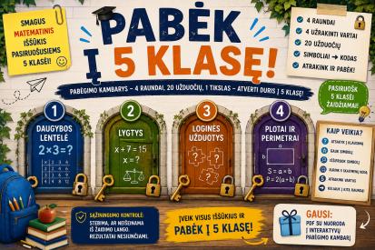 Pabėgimo kambarys Į 5-ą klasę