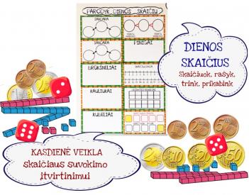 DIENOS SKAIČIUS. Rutininė skaičiaus suvokimo veikla magnetinėje lentoje.