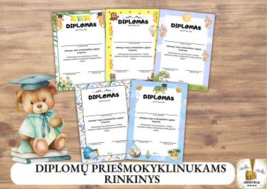 Diplomų priešmokyklinukams rinkinys