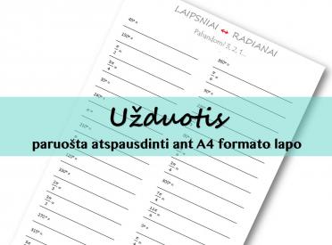 SKAIDRĖS III Laipsniai vs Radianai vienetiniame apskritime