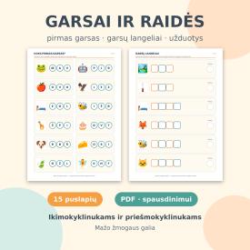 Garsai ir raides - pirmas garsas, garsu langeliai, uzduotys