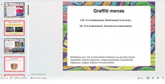 Pamoka Aš ir bendruomenė: Graffiti menas
