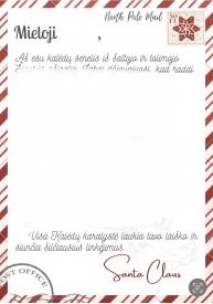 Kalėdų senelio laiškas mergaitei