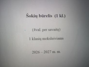 Šokio būrelio planas 1 klasei