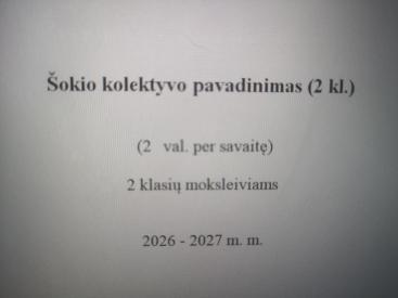 Šokio būrelio planas 2 klasei