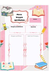 Mano knygos aprašymas 1  ir 2 klasės mokiniams