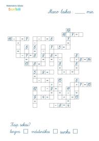 Matematikos pratimai - sudėtis ir atimtis iki 20
