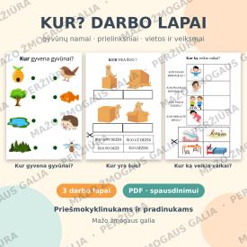 Darbo lapai Kur - gyvunu namai, prielinksniai, vietos
