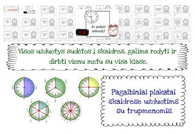 Mokomės pažinti laikrodį. Modelis ir užduotys