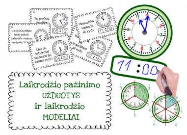 Mokomės pažinti laikrodį. Modelis ir užduotys