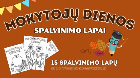 Mokytojų dienos spalvinimo lapai 15 lapų rinkinys su sveikinimais