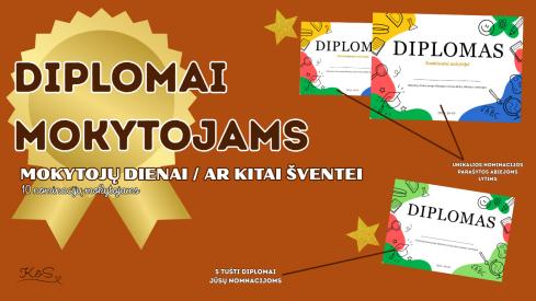 Mokytojų dienos mokytojų diplomų rinkinys