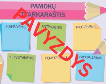 Pamokų tvarkaratis - Spalvoti pieštukai tema