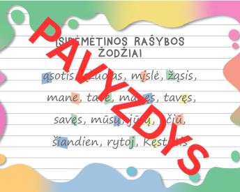 Lietuvių kalbos taisyklės 2 klasė: Įsimintinos rašybos žodžiai - Spalvos tema