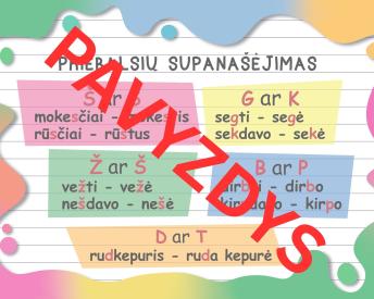 4 klasės taisyklės: Priebalsių supanašėjimas - Spalvų tema