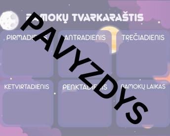 Pamokų tvarkaratis - Kosmoso tema