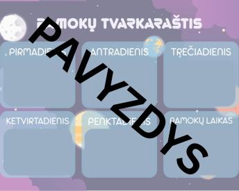 Pamokų tvarkaratis - Kosmoso tema ver. 2