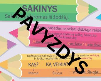 Lietuvių kalbos taisyklės 1 klasė: Sakinio sandara - Spalvoti pieštukai tema
