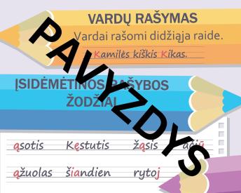 Lietuvių kalbos taisyklės 1 klasė: Vardų rašymas, įsidėmėtinos rašybos žodžiai - Spalvoti pieštukai