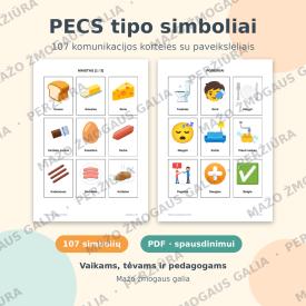 PECS tipo komunikacijos korteles - 107 simboliu rinkinys spausdinimui