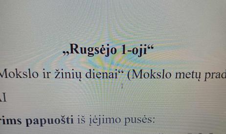 Rugsėjo 1-osios scenarijus pradinėse klasėse