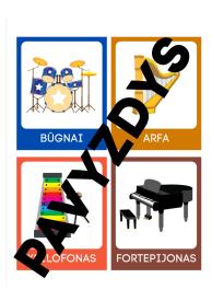 Muzikos instrumentų kortelės