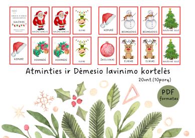 Atminties ir dėmesio lavinimo kortelės: Kalėdos