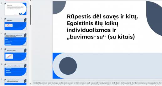 Rūpestis dėl savęs ir kitų. Egoistinis šių laikų individualizmas 11 klasė