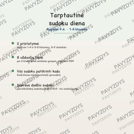Tarptautinė sudoku diena rugsėjo 9 d.: 2 pristatymai ir 8 užduočių lapai, 1-8 klasėms