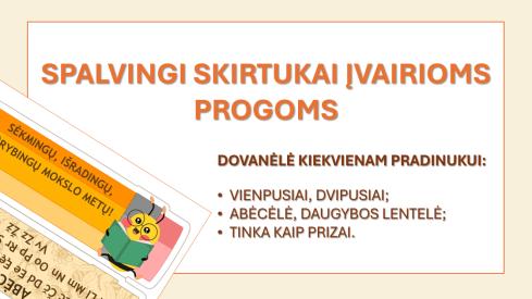 Spalvingi ir naudingi skirtukai - dovanėlė kiekvienam pradinukui
