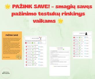  PAŽINK SAVE smagių savęs pažinimo testukų rinkinys vaikams 