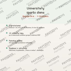 UNIVERSITETŲ SPORTO DIENA rugsėjo 20 d.: 3 pristatymai ir 12 užduočių 1-10 klasėms