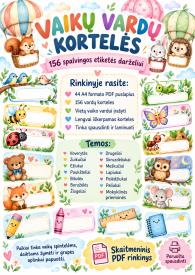 Vaikų vardų kortelės