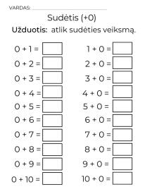 Sudėtis iki 20, matematikos užduotys vaikams pdf, užduotys vaikams atsispausdinti