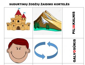 Sudurtinių žodžių kortelės 
