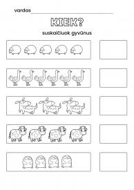 Užduočių lapas - suskaičiuok gyvūnus