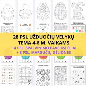 VELYKŲ UŽDUOTYS 4-6M VAIKAMS IR 8PSL MARGUČIŲ DĖLIONĖS