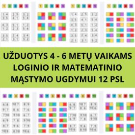 Loginio ir matematinio mąstymo ugdymo užduotys 4-6 m. vaikams