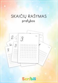 Skaičių rašymas 0-9 - pratybos vaikams