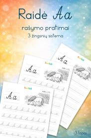 Raidė A - rašymo pratimai vaikams - 3 žingsnių sistema